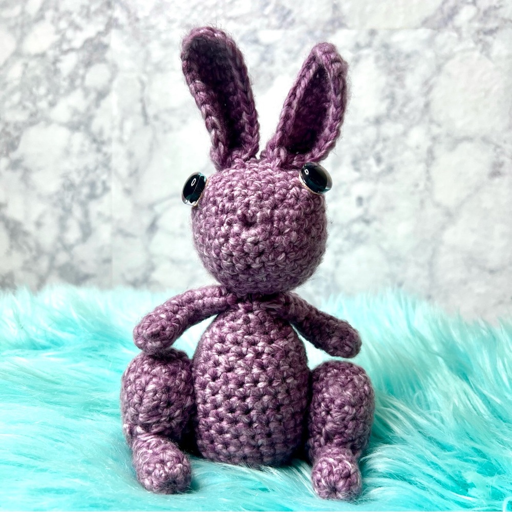 Handmade Purple Bunny Plush Crochet Toy Decor Acyclic & WOOL Blend PinkRainCloud - Picture 3 of 10